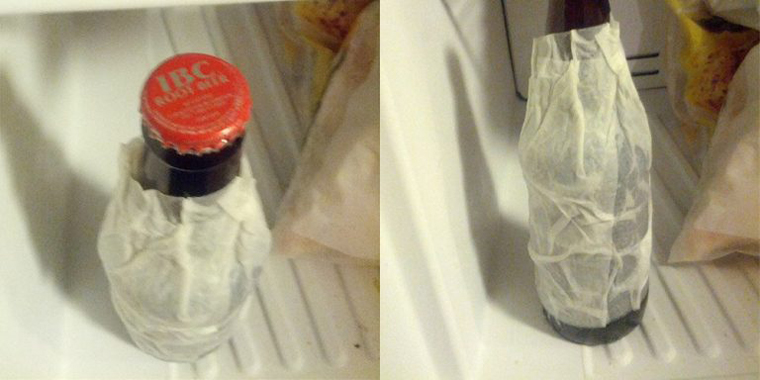 Chill a Drink with a Damp Towel